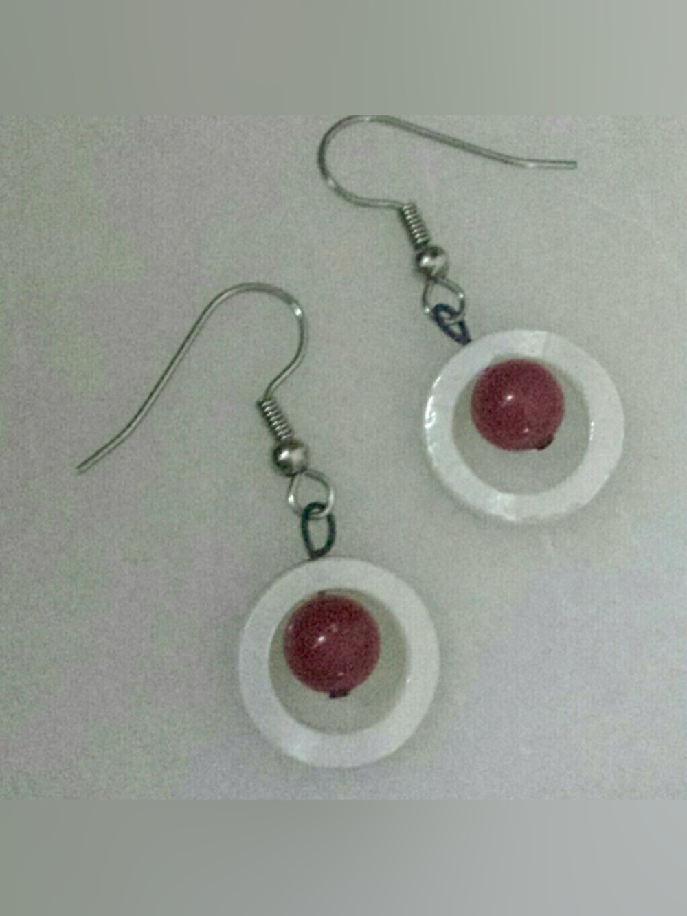 Red Coral & Sea Shell Earrings